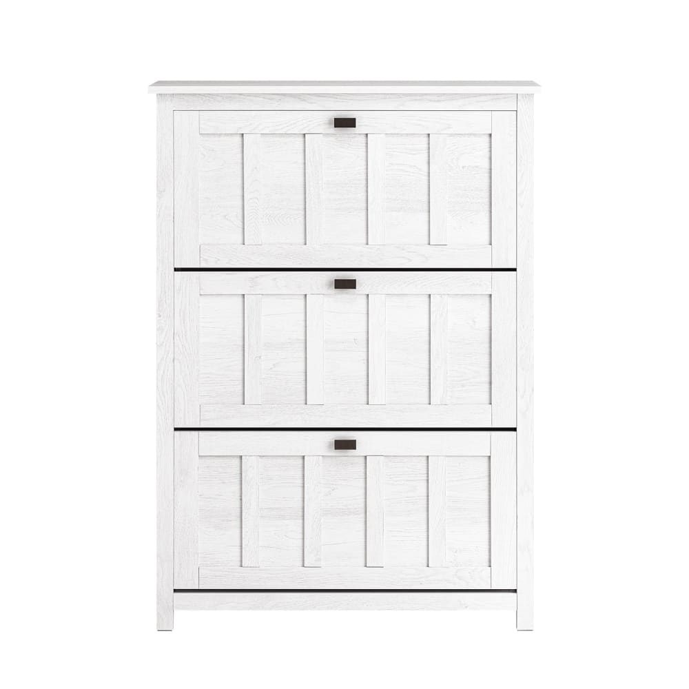 Meuble à chaussures avec 3 abattants effet bois blanc