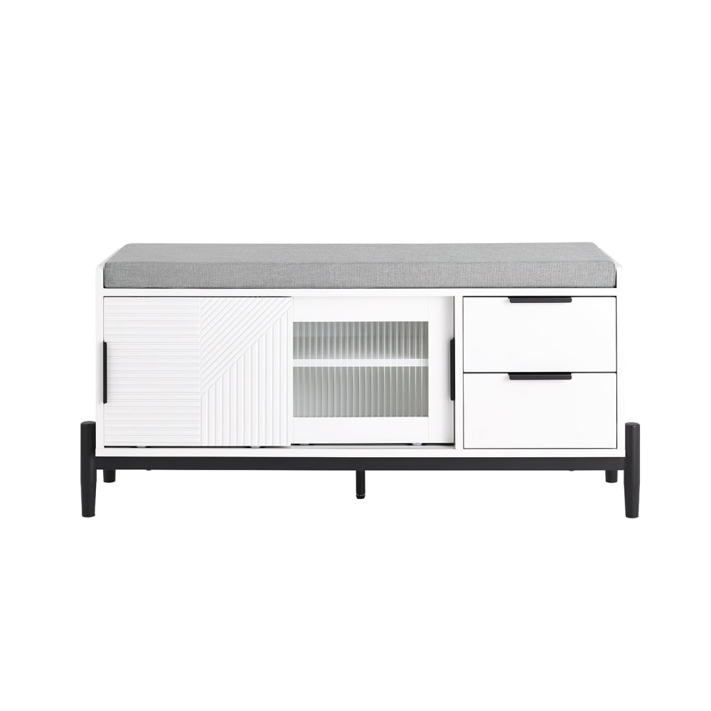 Commode à chaussur avec 2 portes et 2 tiroirs effet bois blanc