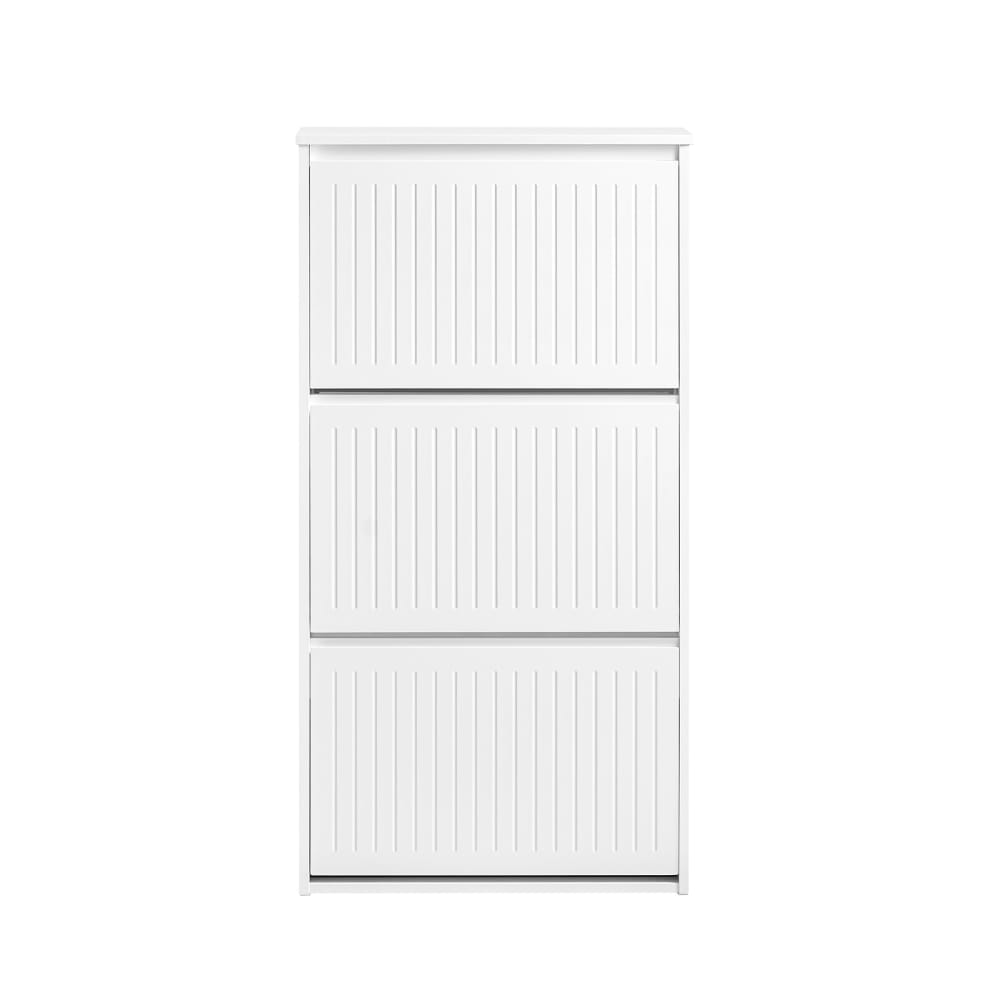 Schuhkipper Mit 3 Klappen Schuhablage Schuhschrank Aus MDF(E1) Weiß