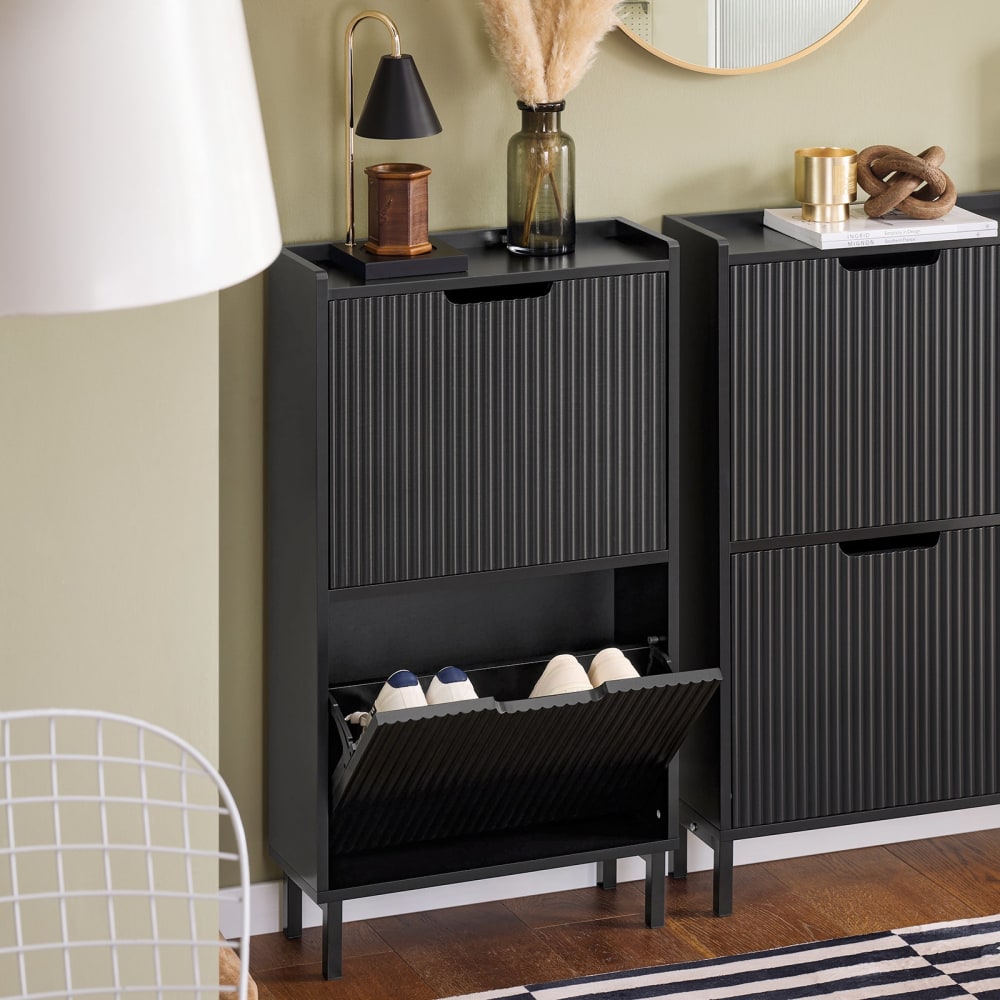 Schuhschrank Organizer Schuhregal und aus MDF schwarz - Maisons