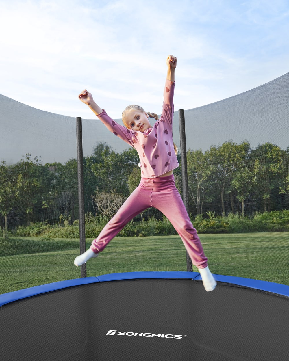 Trampoline ø 305 cm pour enfants filet de protection bleu
