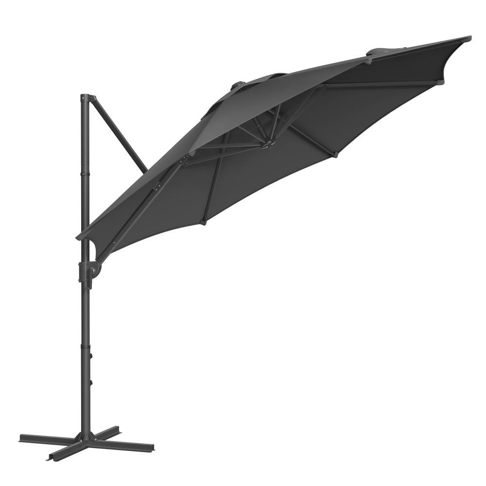 Parasol de jardin 300 cm upf 50+ manivelle avec base en croix gris