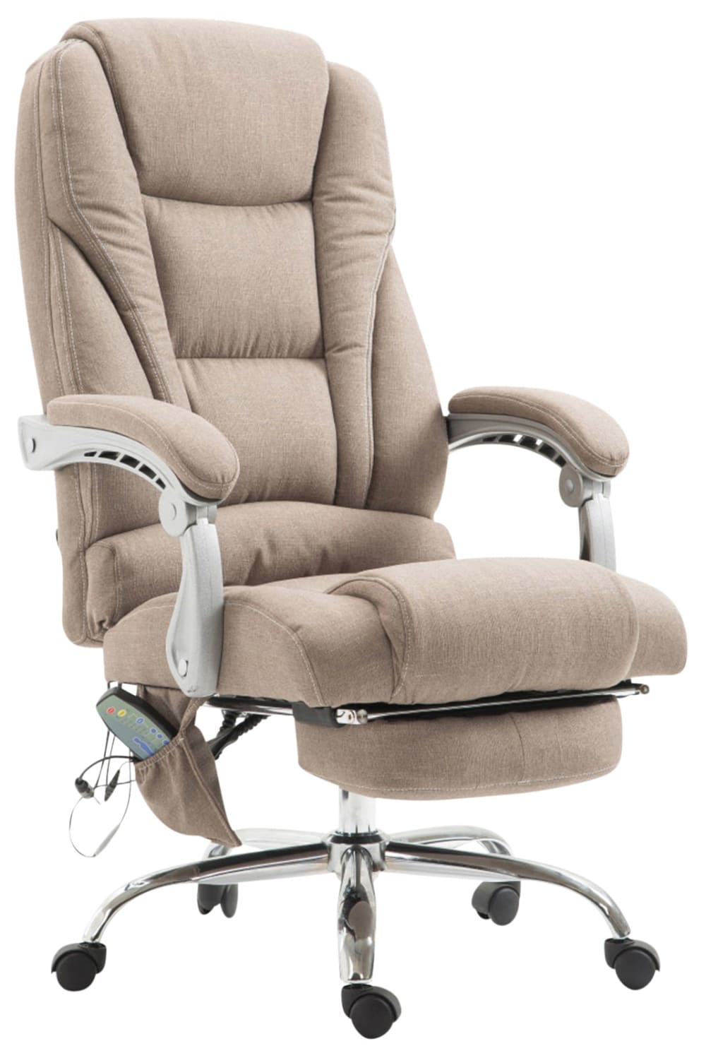 CLP Bürostuhl drehbar mit Massagefunktion aus Stoff taupe style modern Grau Stoff