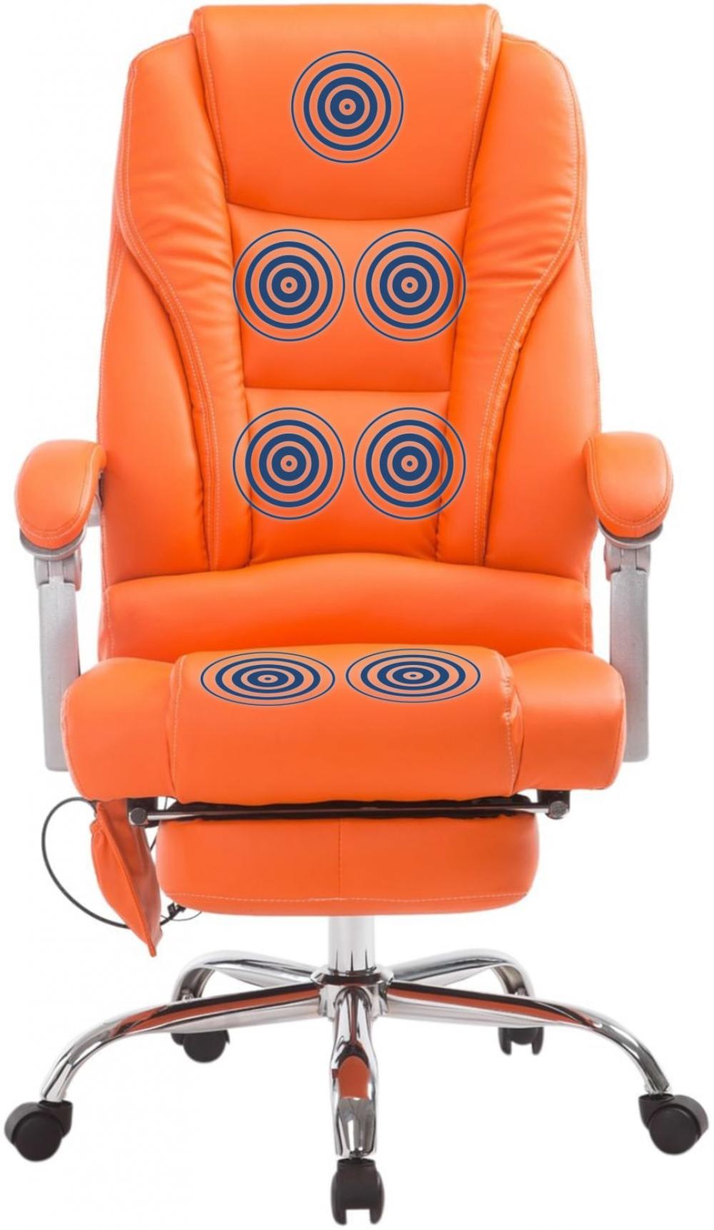 Bürostuhl drehbar mit Massagefunktion aus Kunstleder orange -