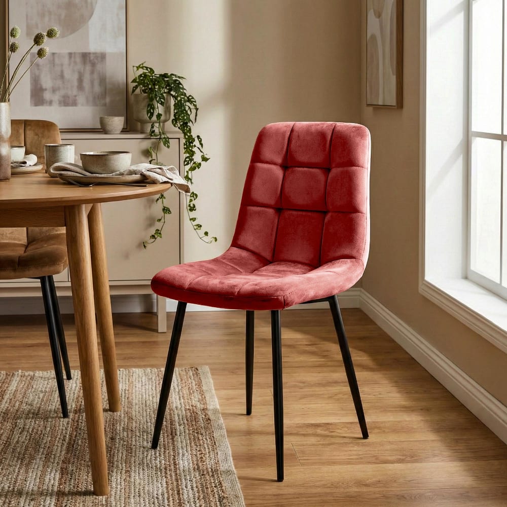 CLP 4er Set Stühle mit Metallgestell und Sitz aus Samt rosa style modern Violett Samt