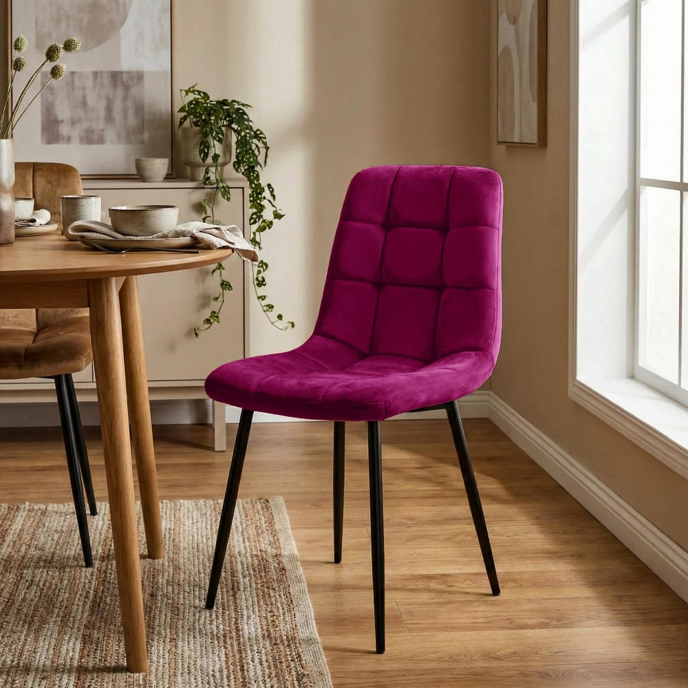 CLP 4er Set Stühle mit Metallgestell und Sitz aus Samt lila style modern Violett Samt