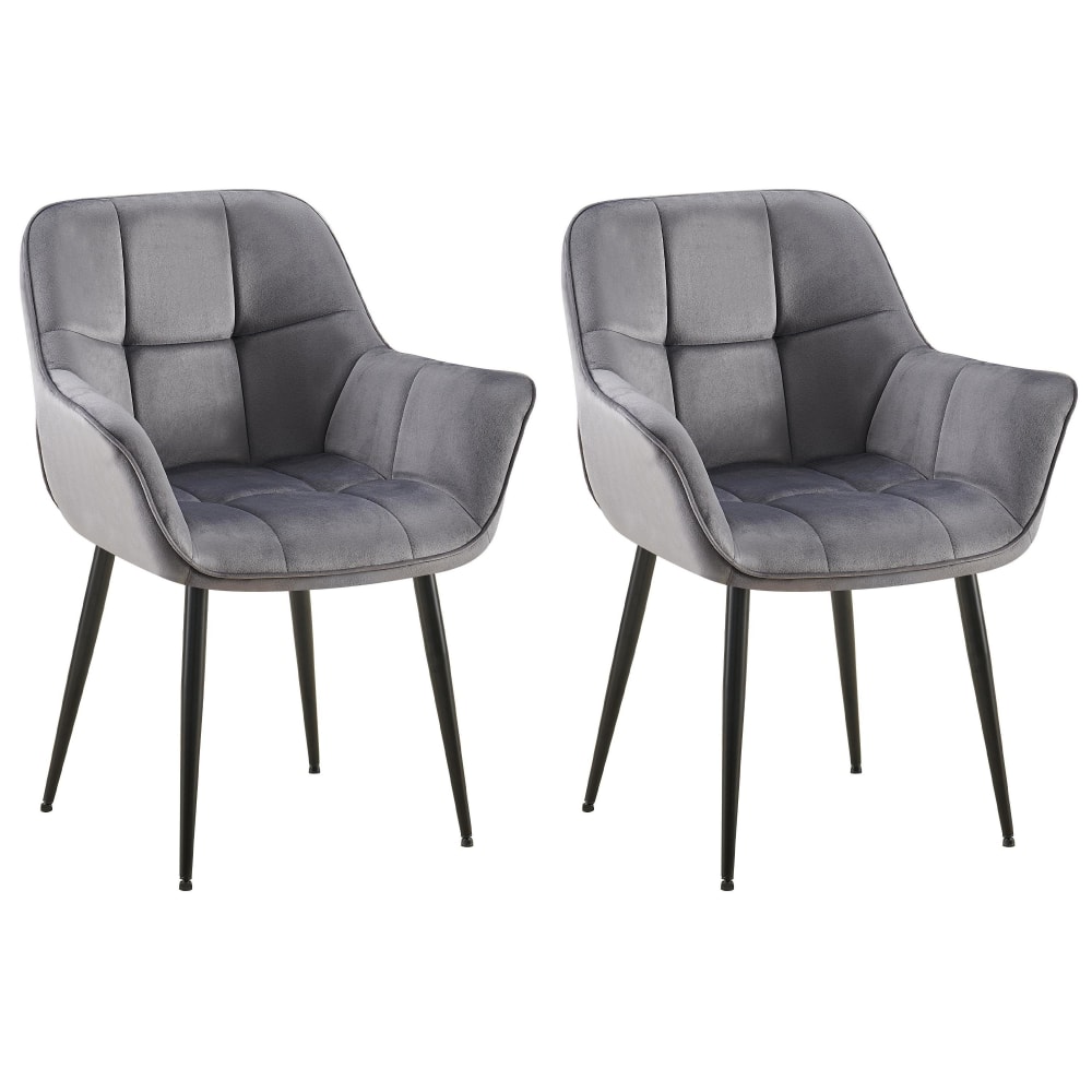 CLP 2er Set Esszimmerstühle mit Fußgestell aus Samt dunkelgrau style modern - Samt