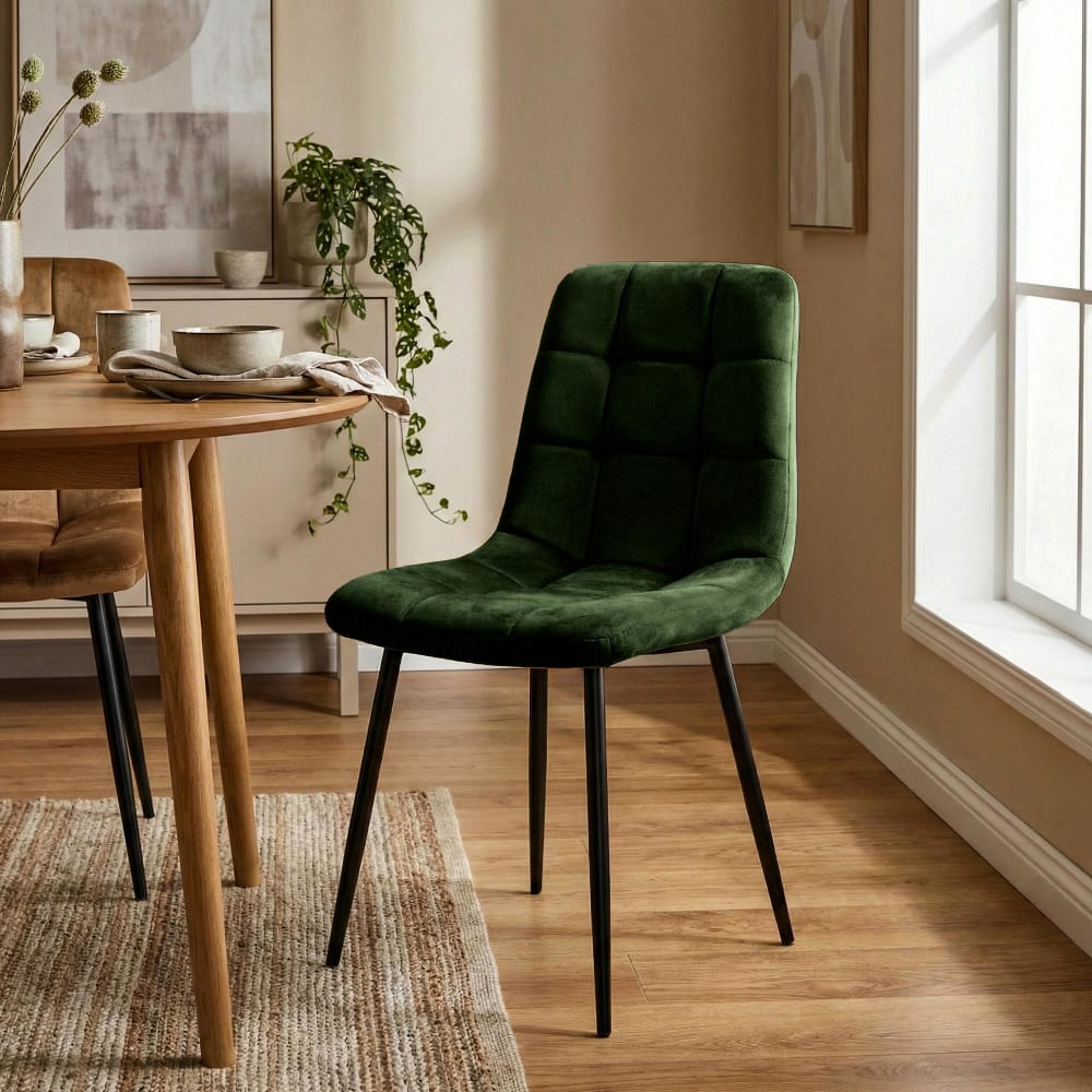 CLP 4er Set Stühle mit Metallgestell und Sitz aus Samt grün style modern - Samt