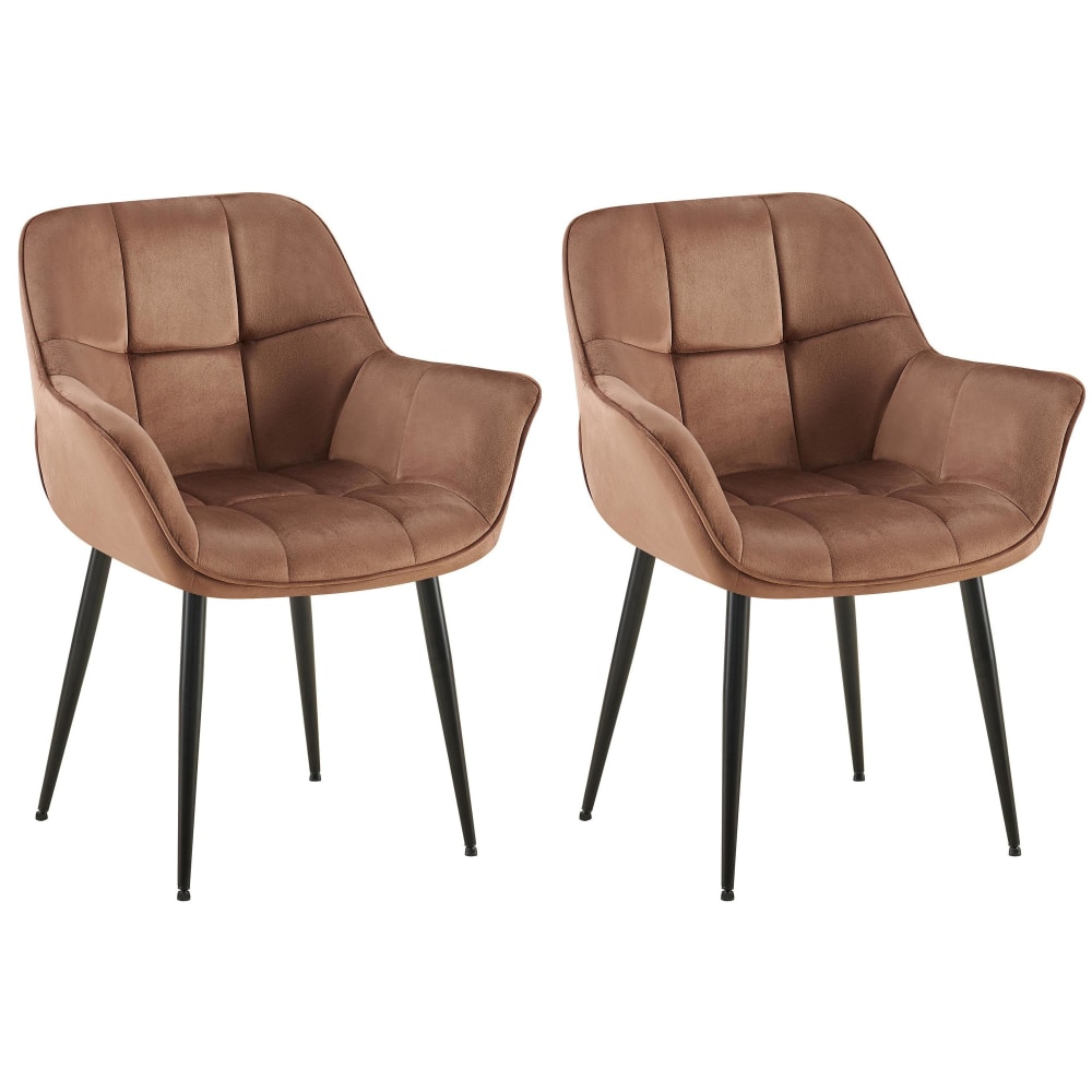 CLP 2er Set Esszimmerstühle mit Fußgestell aus Samt braun style modern - Samt