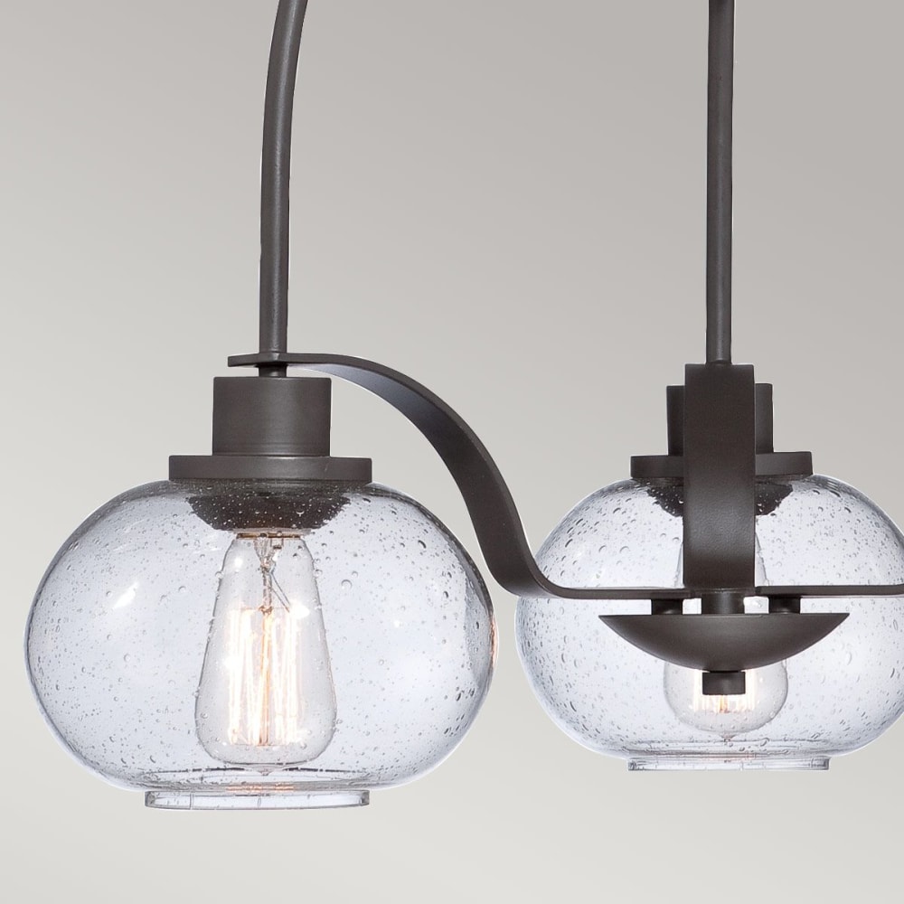 Lustre en métal et verre grainé finition bronze ancien — vue 4