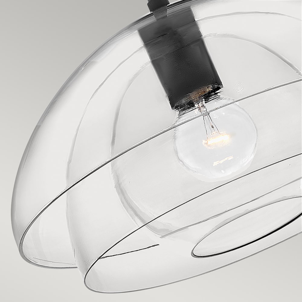 Suspension en acier, allu et verre clair finition noir — vue 4