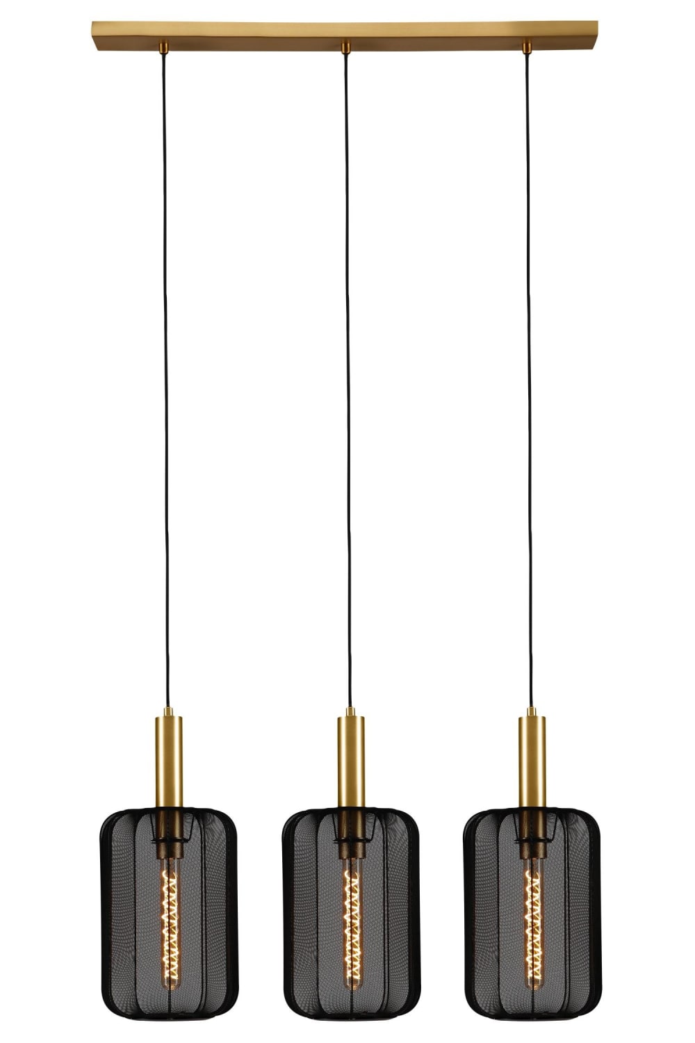 Suspension polyester 3 lumières noir