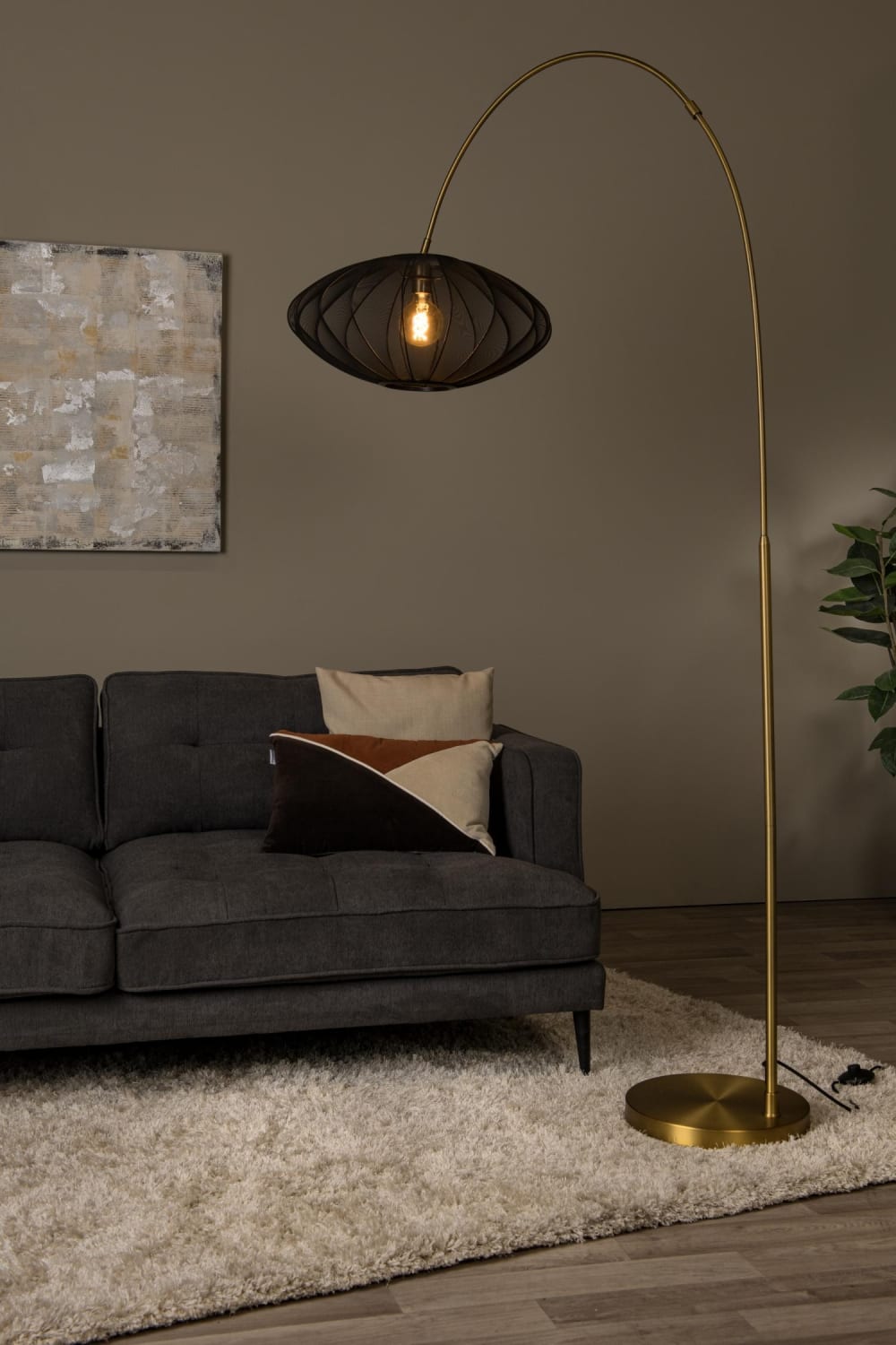 Lampadaire polyester noir