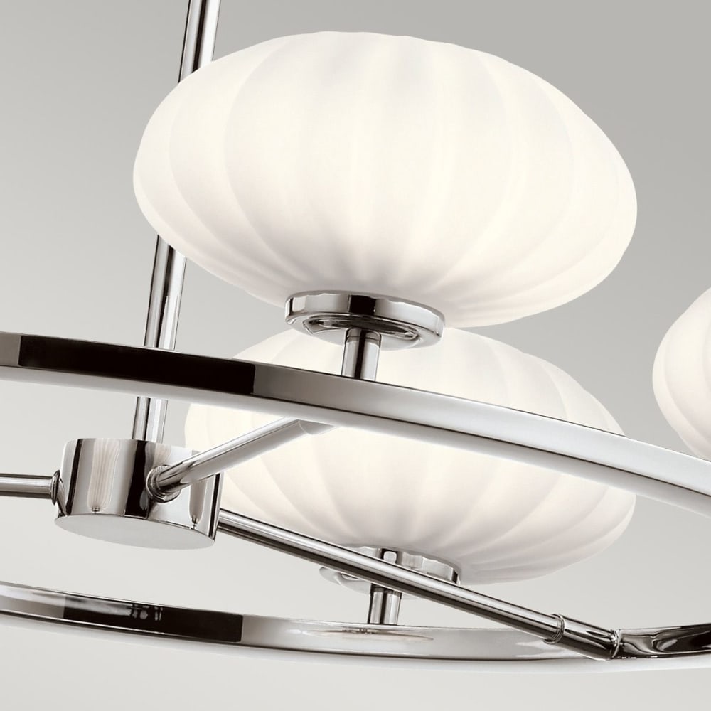 Lustre en acier et verre opale satiné finition chrome poli — vue 4