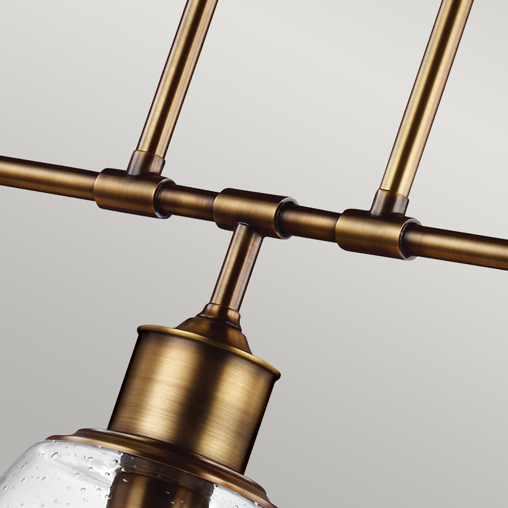 Lustre en acier et verre bullé, laiton vieilli — vue 4