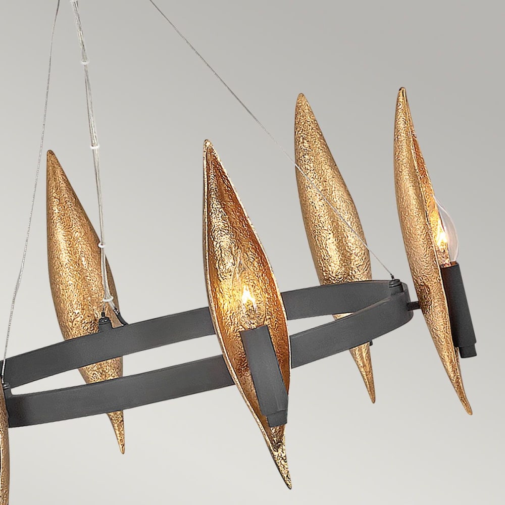 Lustre en acier, alluminium et résine finition noir et or de luxe — vue 4