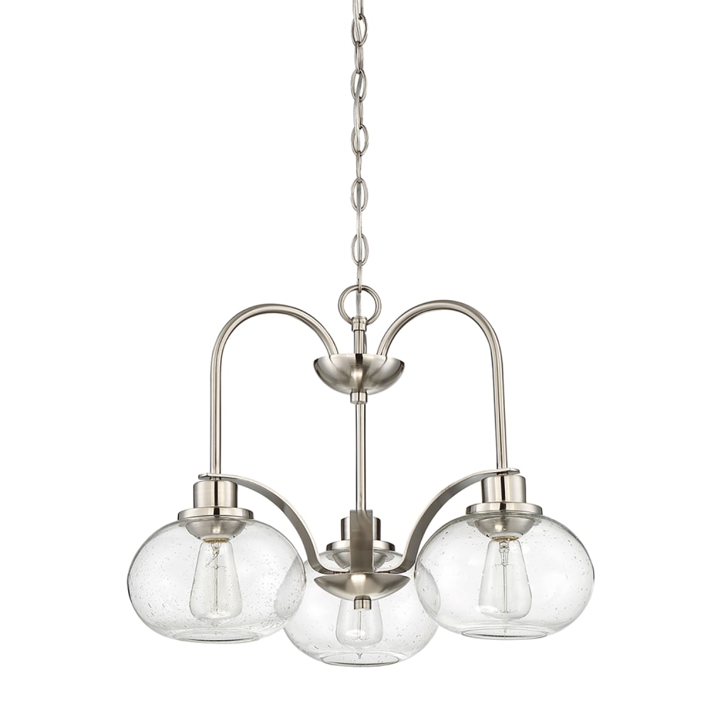 Lustre en étal et verre grainé finition nickel brossé — vue 3