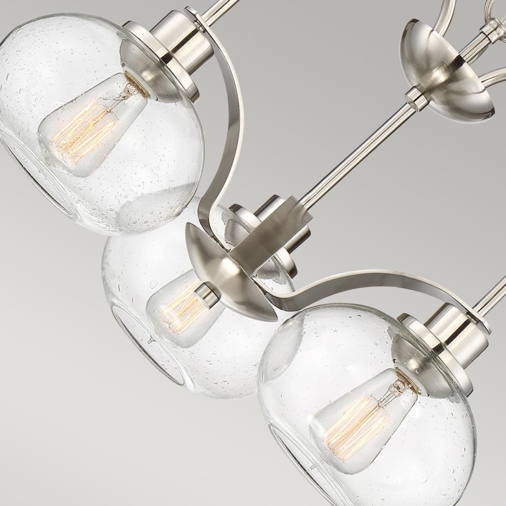 Lustre en étal et verre grainé finition nickel brossé — vue 4