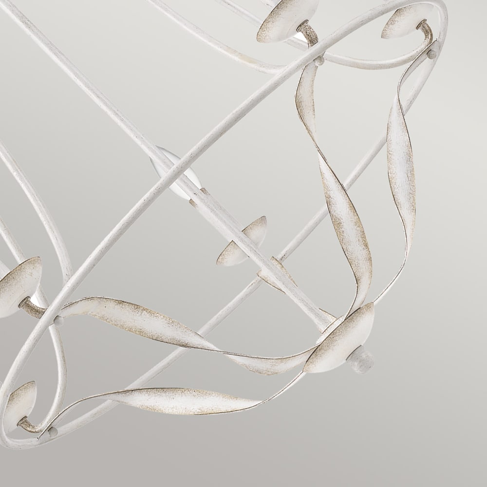 Lustre en acier finition blanc antique
