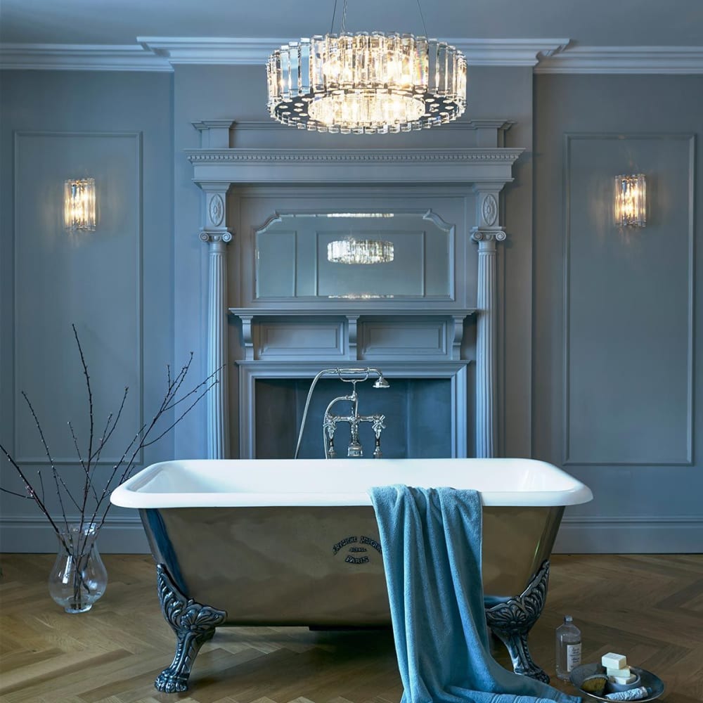 Lustre en cristal finition chrome
