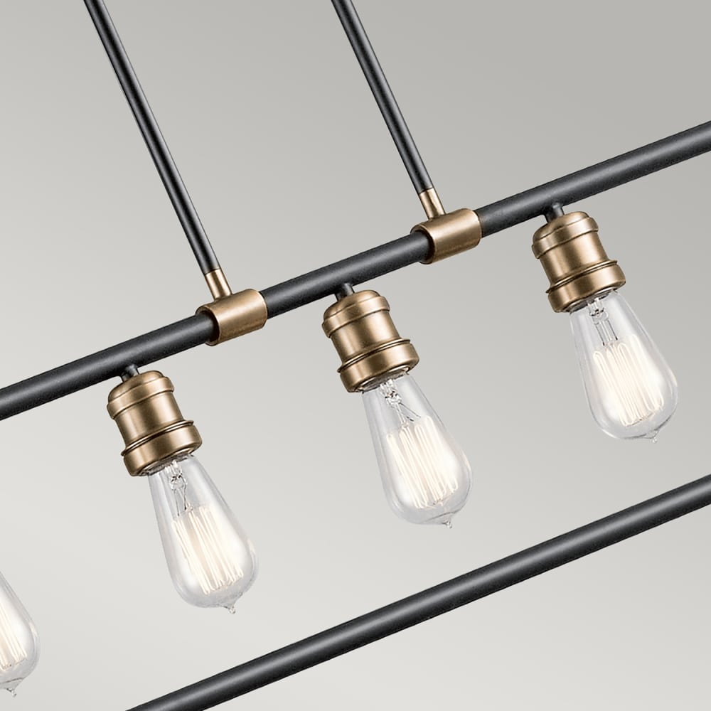 Lustre en acier noir et laiton naturel — vue 4