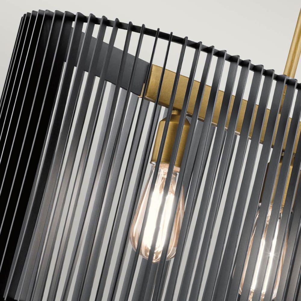 Lustre linéaire en acier finition noir et laiton naturel — vue 4