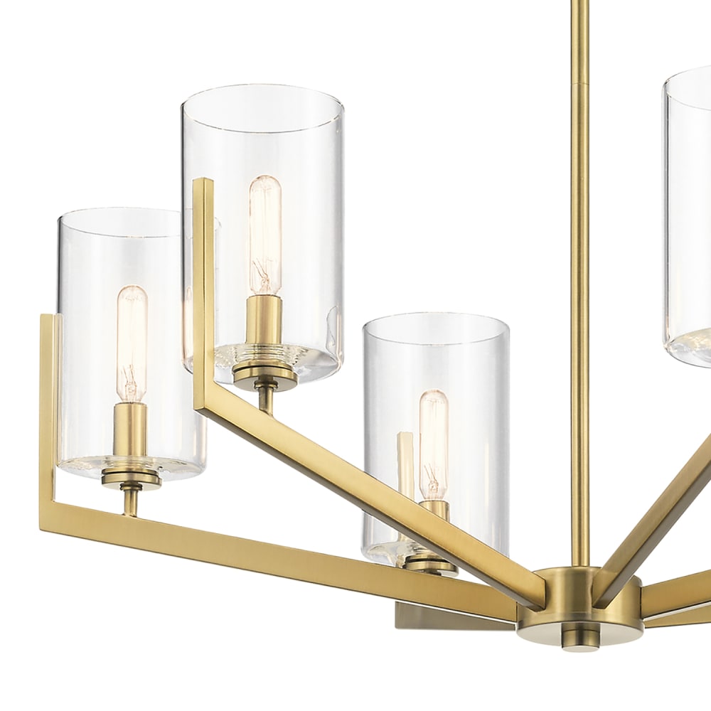 Lustre en acier et verre finition laiton brossé naturel — vue 3