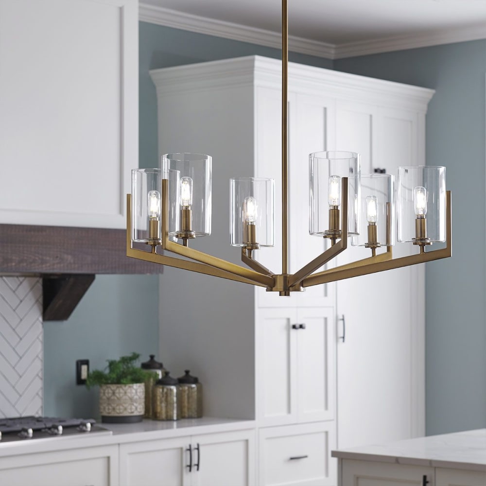 Lustre en acier et verre finition laiton brossé naturel — vue 4