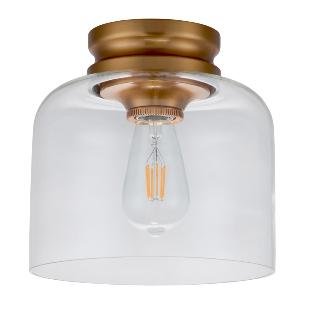 Plafonnier en acier verre clair laiton bruni — vue 3