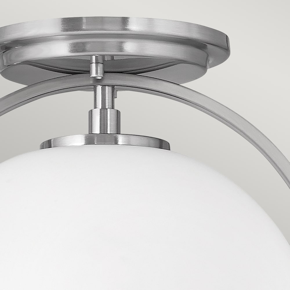 Plafonnier en acier et verre finition nickel brossé — vue 3
