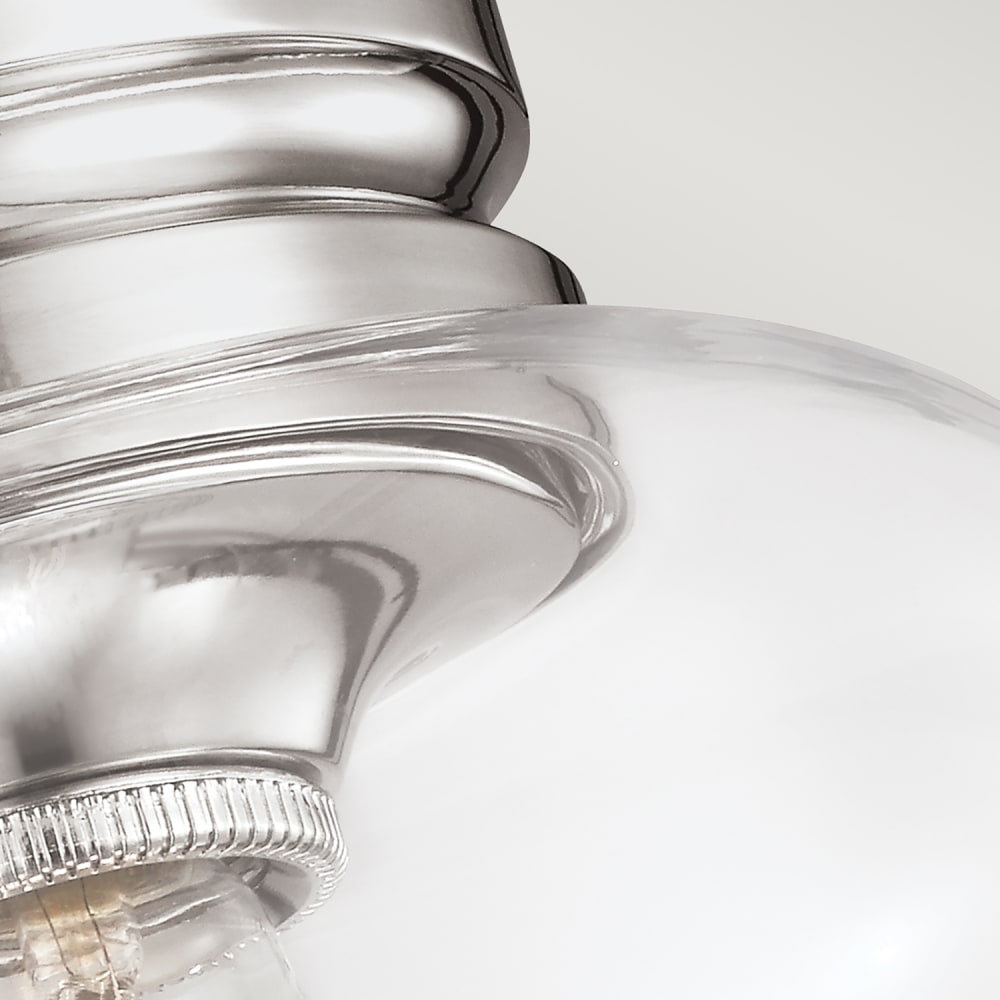 Plafonnier acier et verre nickel poli — vue 3