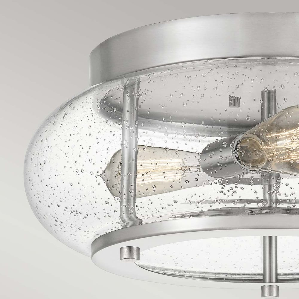 Plafonnier en métal et verre grainé fintion nickel brossé — vue 3
