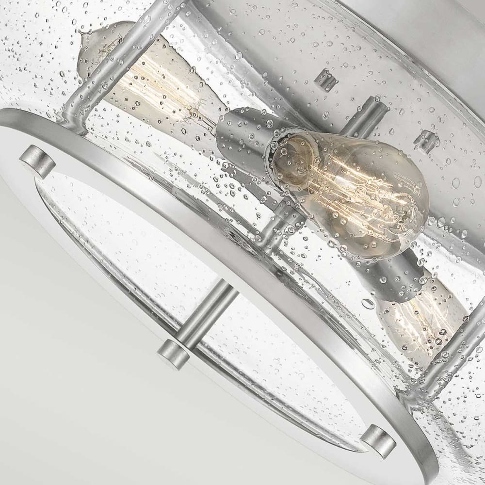 Plafonnier en métal et verre grainé fintion nickel brossé — vue 4