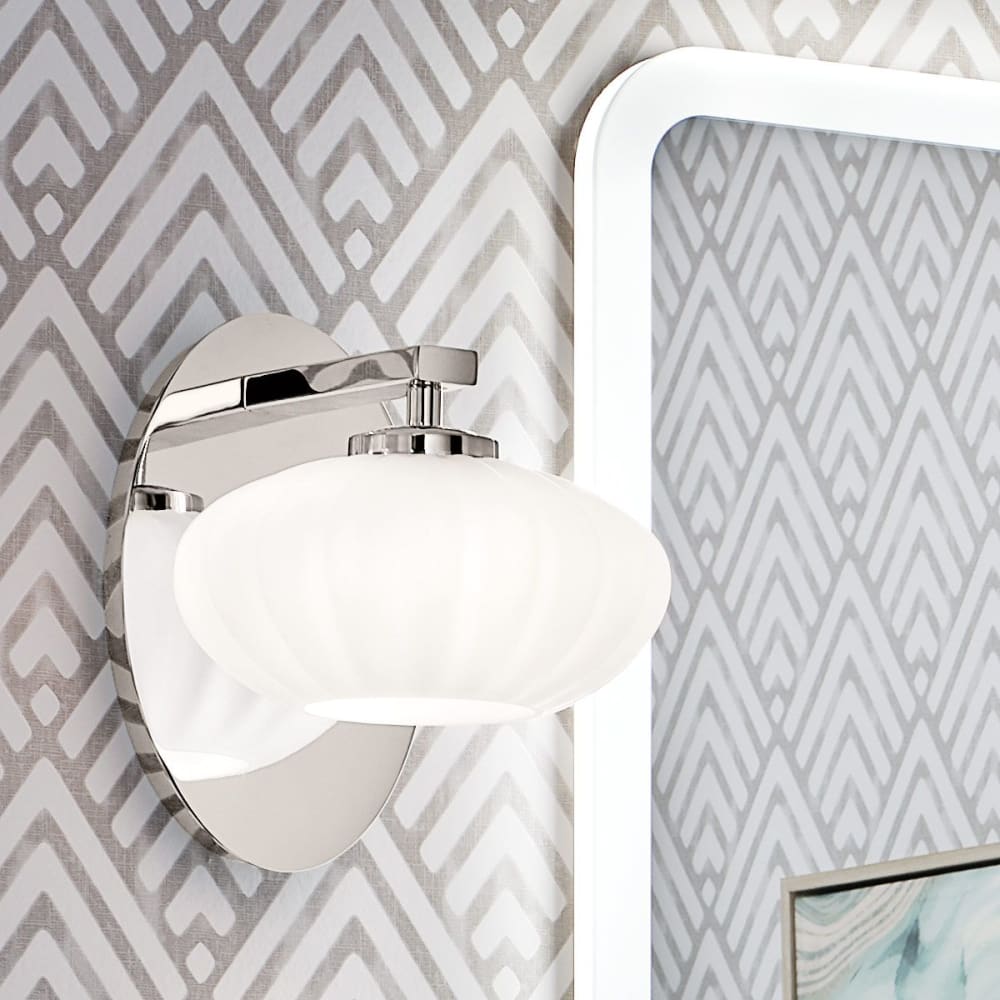 Applique murale en acier et verre opale satiné finition chrome poli — vue 3