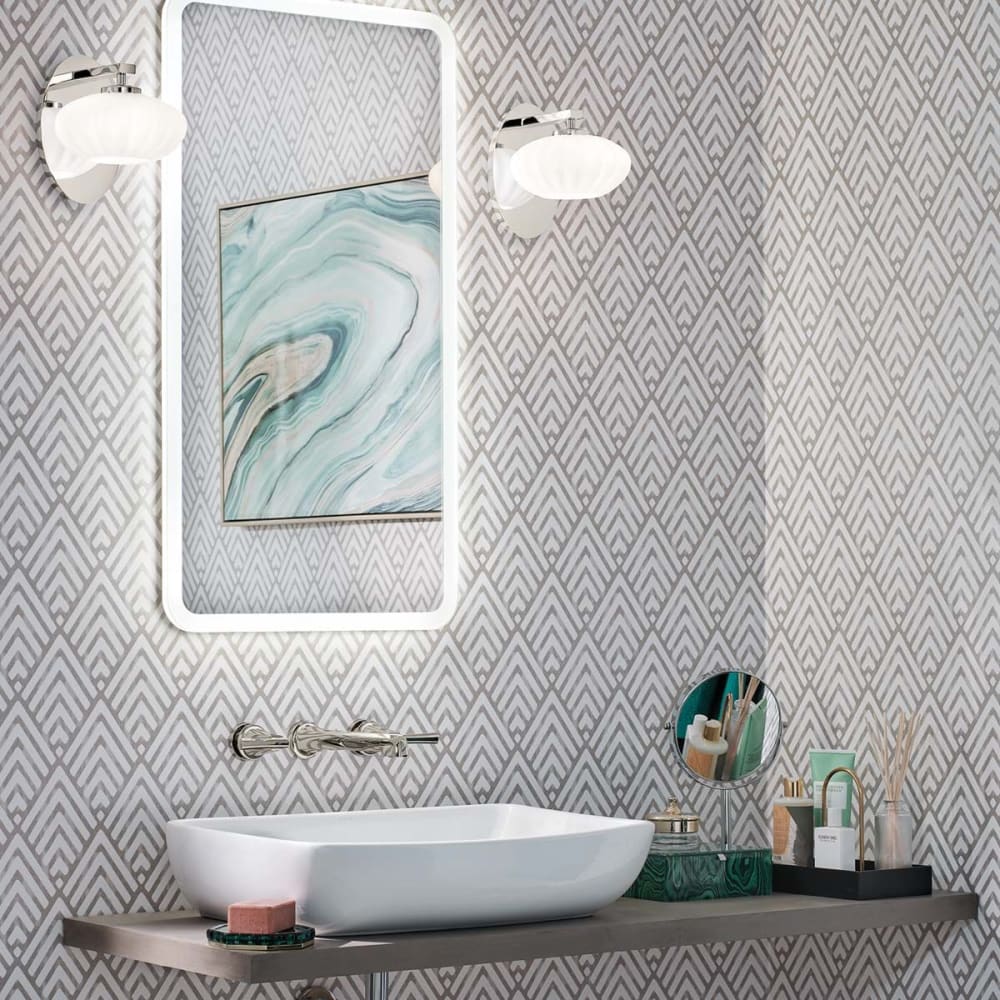 Applique murale en acier et verre opale satiné finition chrome poli — vue 4