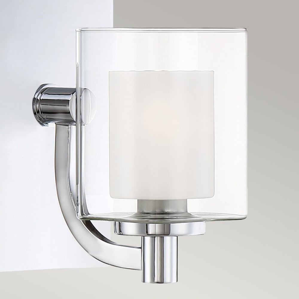 Applique murale en acier et verre opale finition chrome poli — vue 3