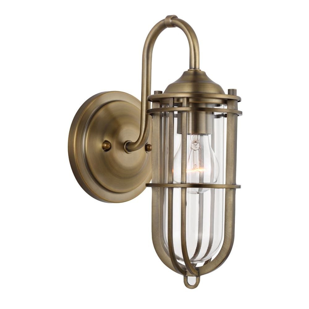 Applique murale en acier et verre finition bronze antique foncé