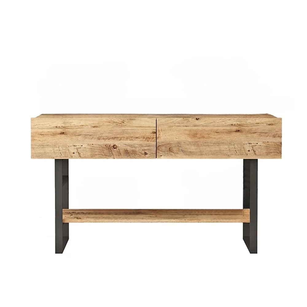 Console 2 abattants et 1 étagère décor pin atlantique - L138,8 cm