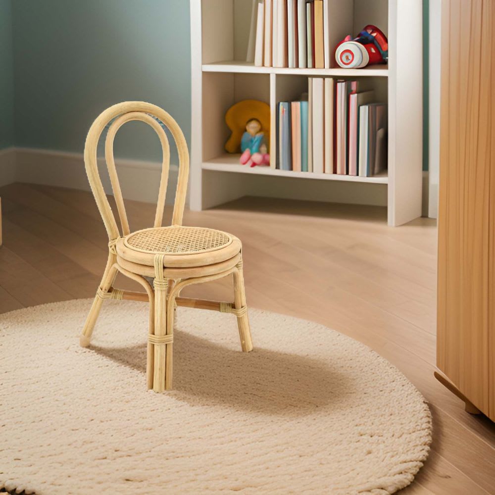 Chaise enfant en rotin naturel et cannage bogiwo (Aubry Gaspard) - Image 1
