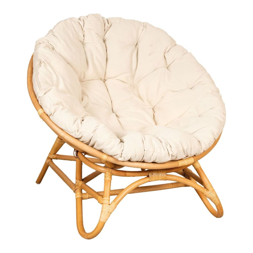 Fauteuil papasan en rotin + coussin