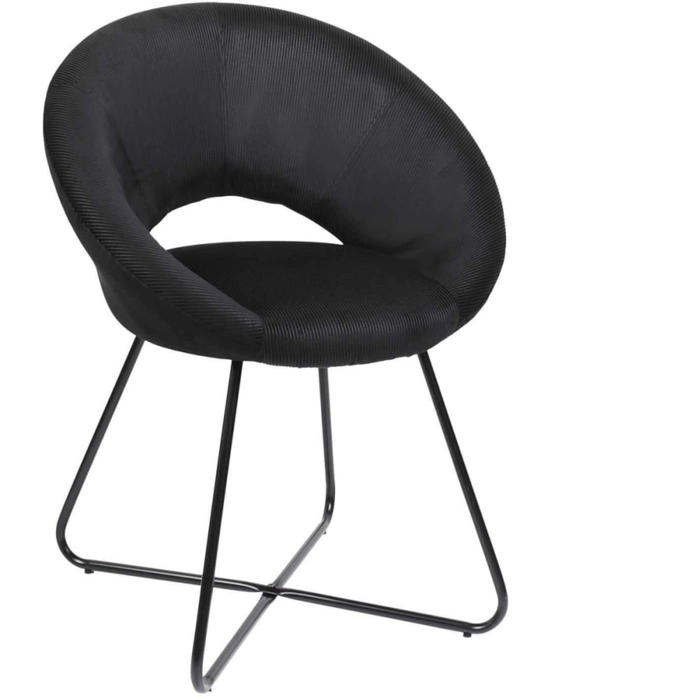 Fauteuil rond en velours - noir