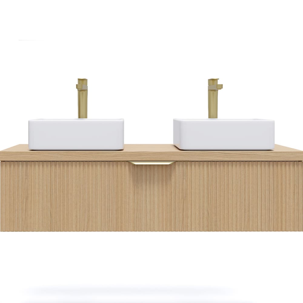 Meuble salle de bain 2 vasques posées 120cm 1 tiroir Cannelé