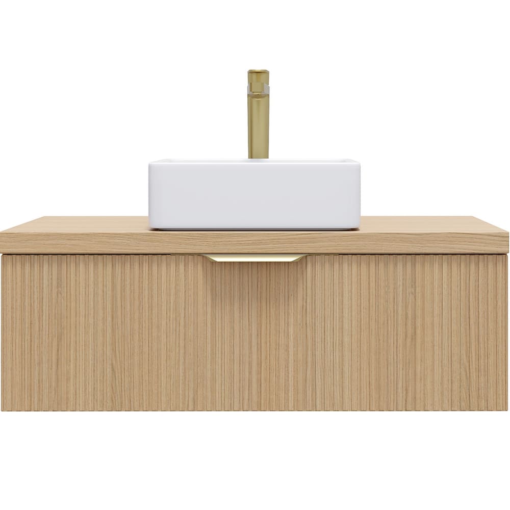 Meuble salle de bain vasque posée 90cm 1 tiroir Cannelé