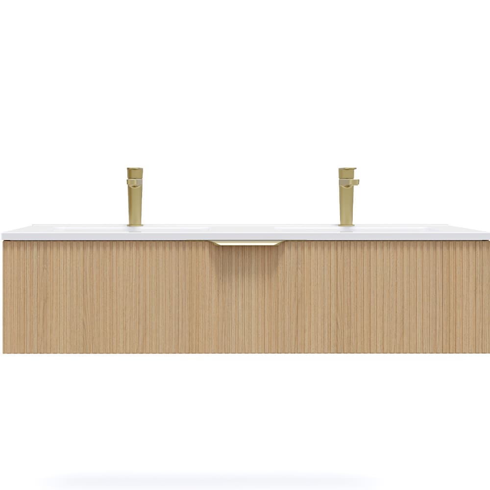 Meuble salle de bain double vasque 120cm 1 tiroir Cannelé