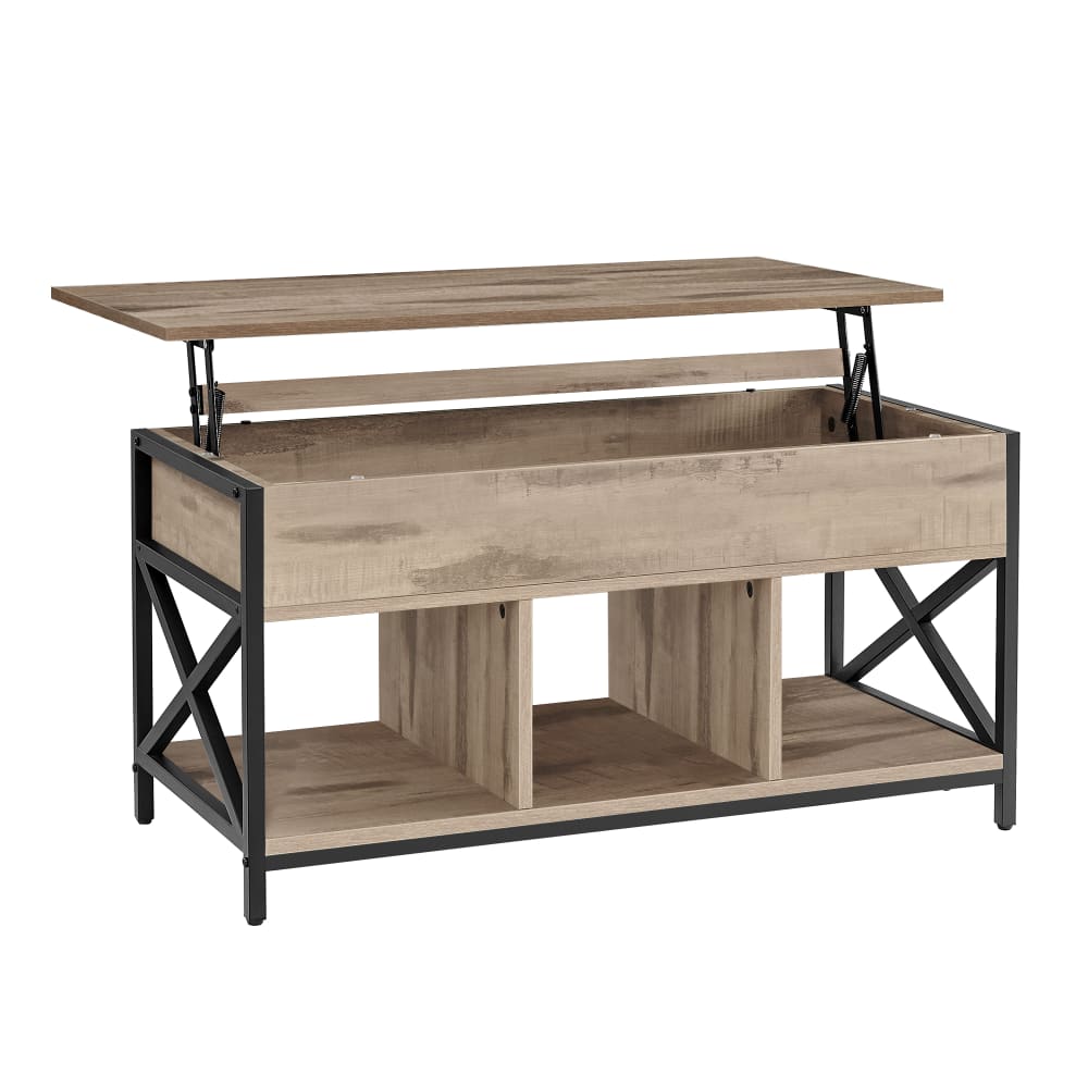 Table de salon relevable meuble bas avec rangement marron et noir Table de salon relevable meuble bas avec rangement marron et noir