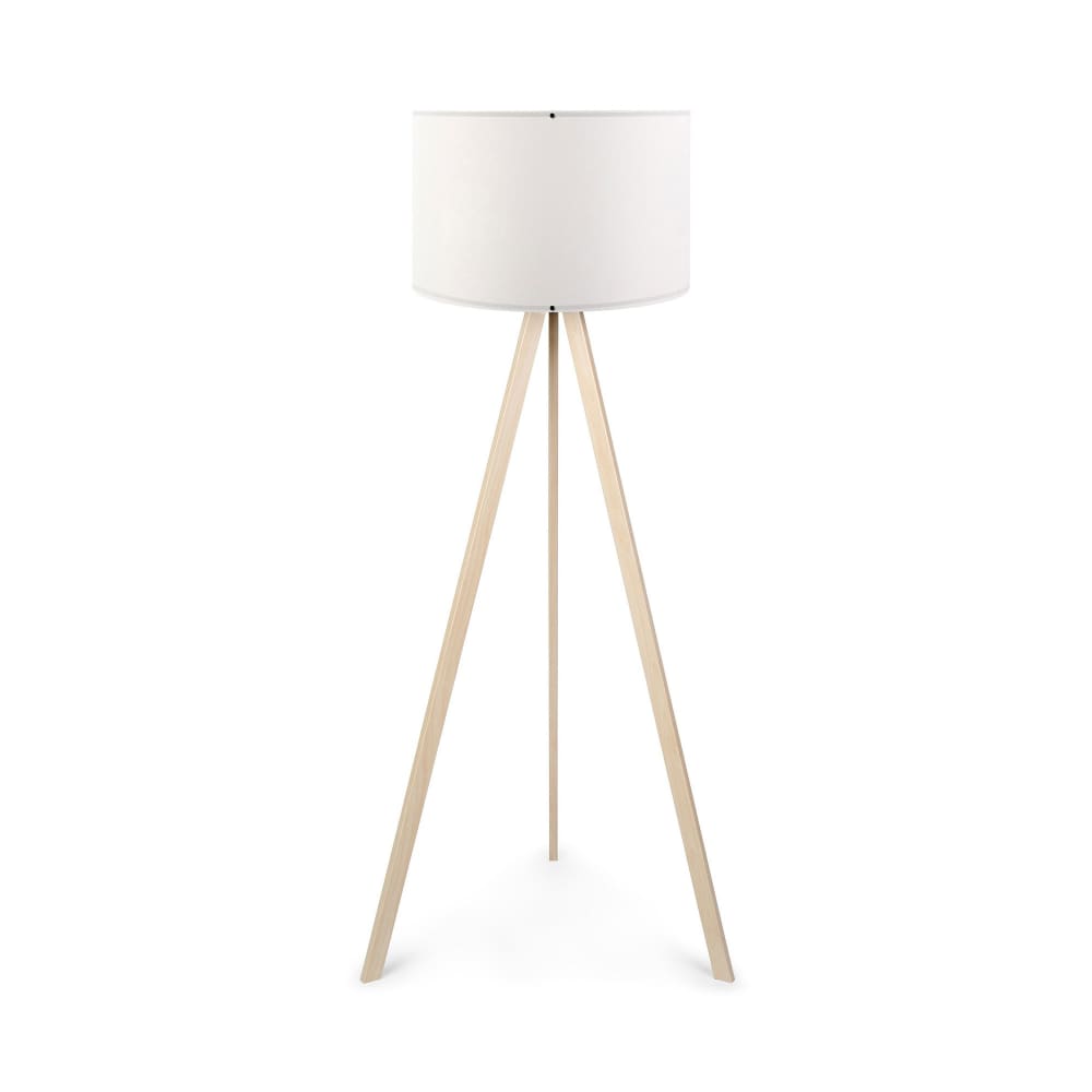 Luminaire trépied 140 cm en bois décor chêne et blanc Luminaire trépied 140 cm en bois décor chêne et blanc