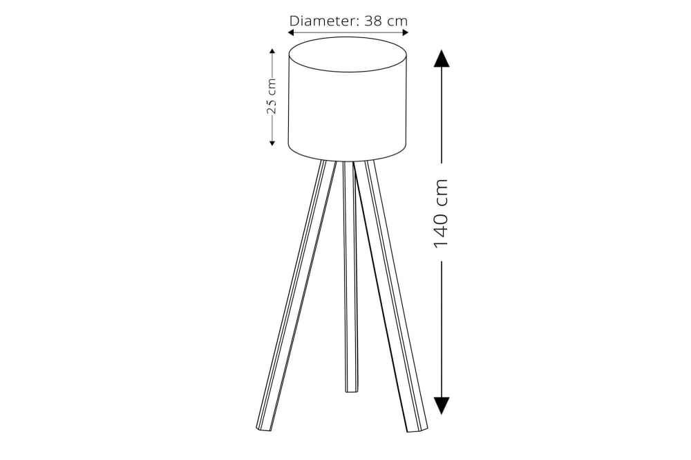 Lampadaire trépied bois marron et gris souris — vue 4