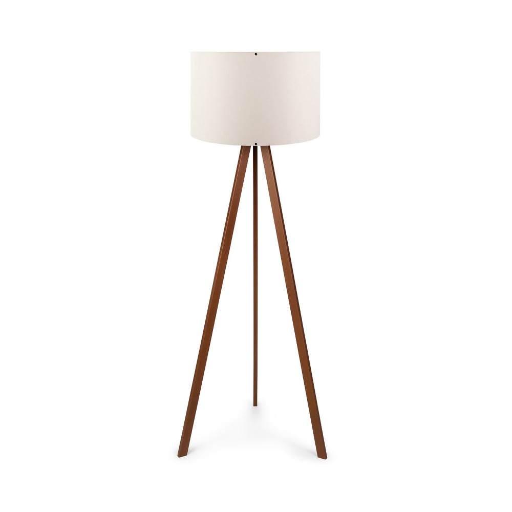 Luminaire trépied 140 cm en bois décor écru et marron Luminaire trépied 140 cm en bois décor écru et marron