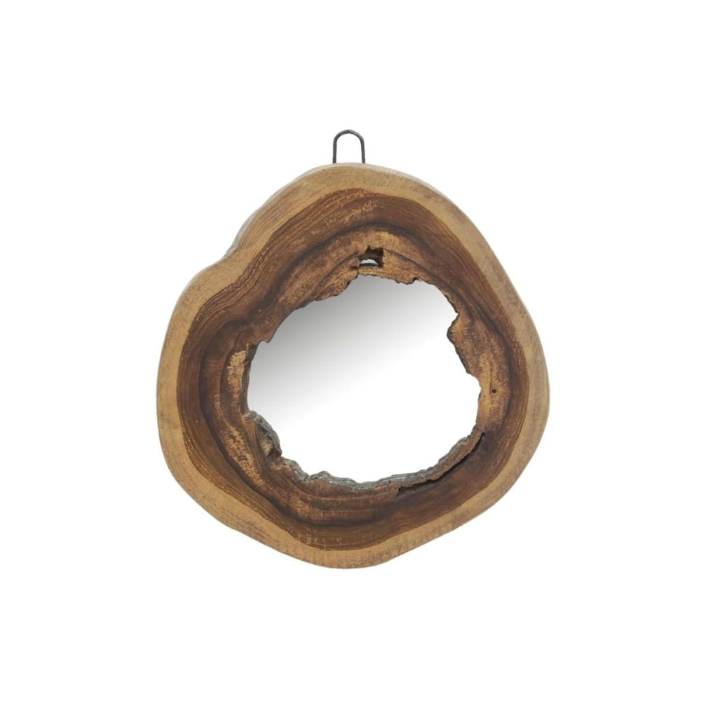 Miroir rond en teck naturel