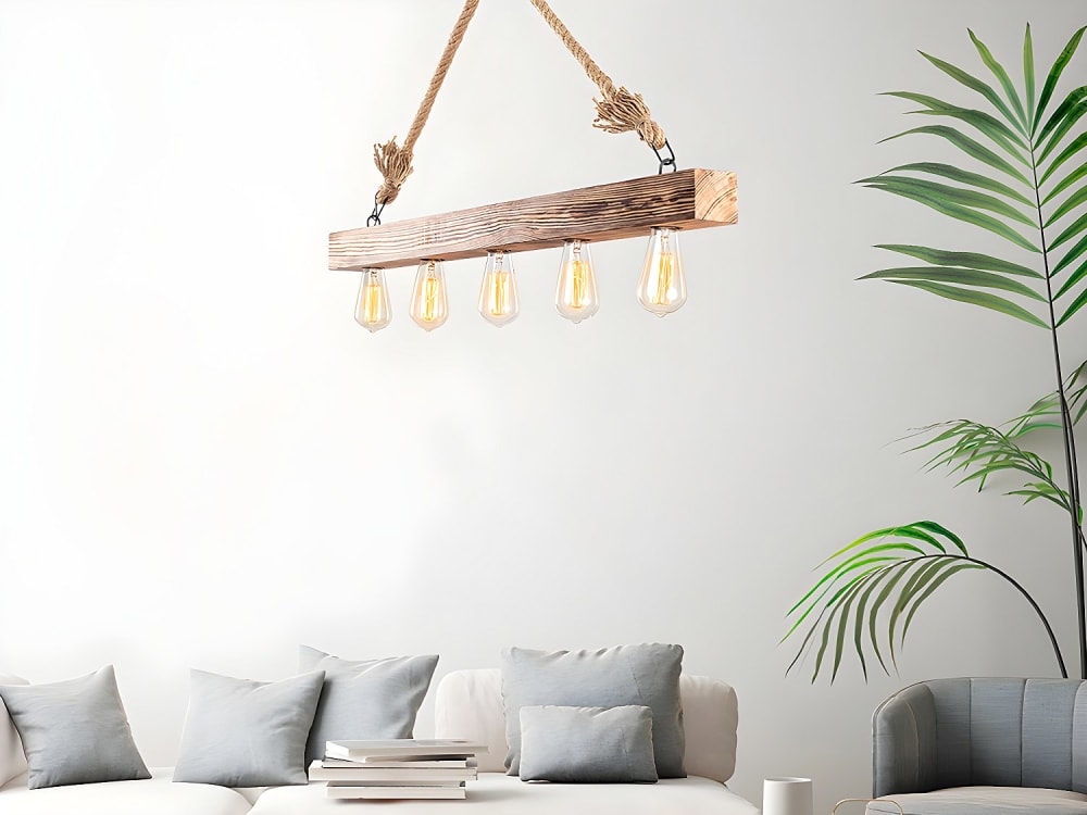 Suspension et lustre teck naturel clair — vue 3
